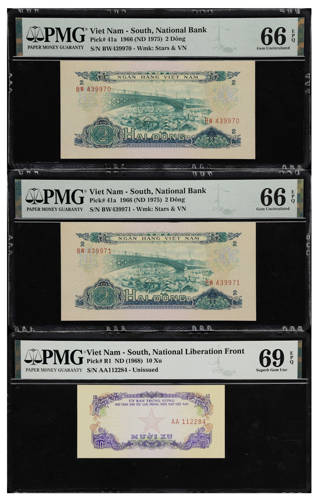VIETNAM, SOUTH. Lot of (3). National Bank of Vietnam & Central Committee