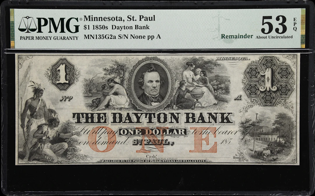 St. Paul, Minnesota. Dayton Bank. 185x $1. PMG About Uncirculated