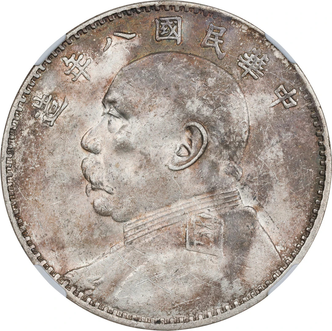 (t) CHINA. Dollar, Year 8 (1919). NGC EF Details--Scratches.