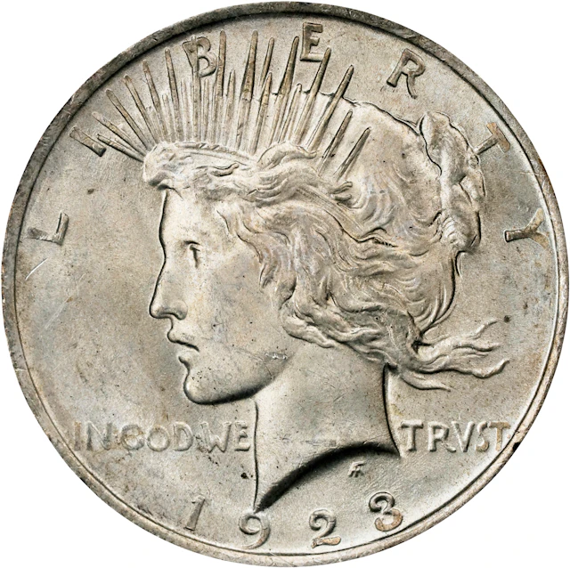 1923 Peace Silver Dollar. MS-64 (PCGS). OGH Generation 1.2 Rattler.