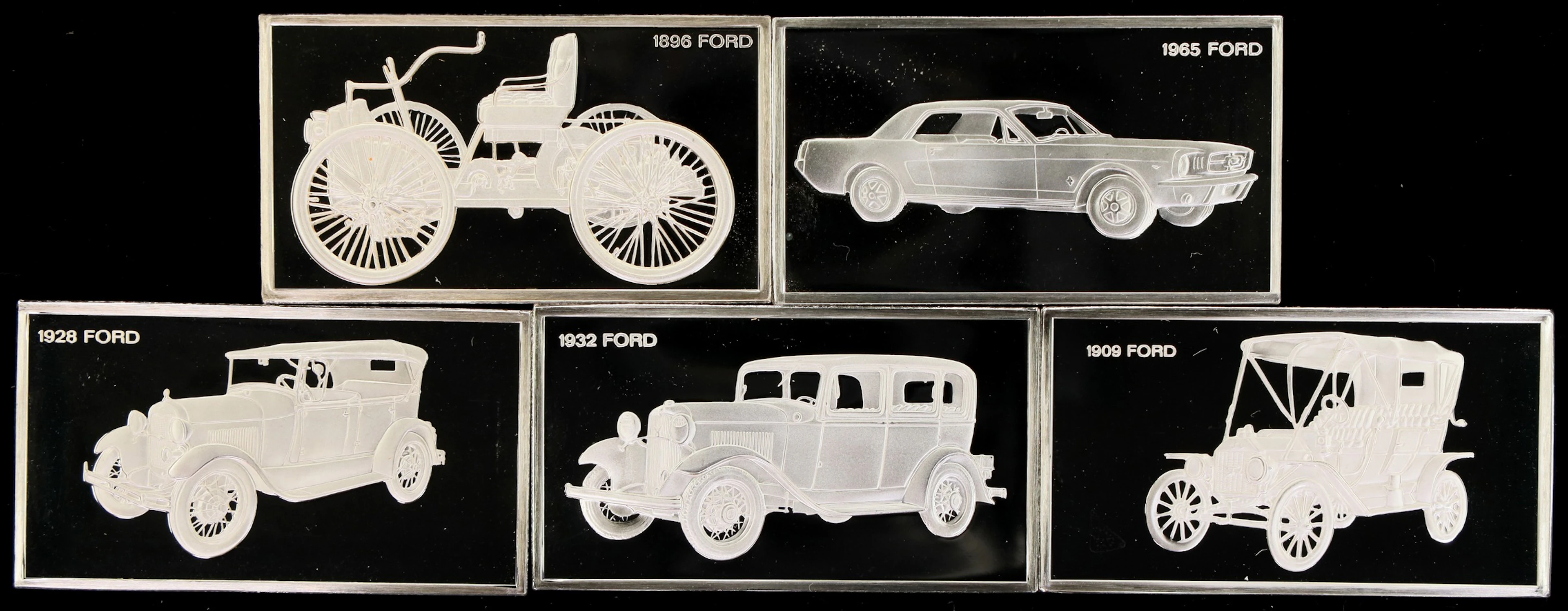 (9.635 oz, 299.7 g ASW). Lot of (5) Franklin Mint Ford 1000 grain