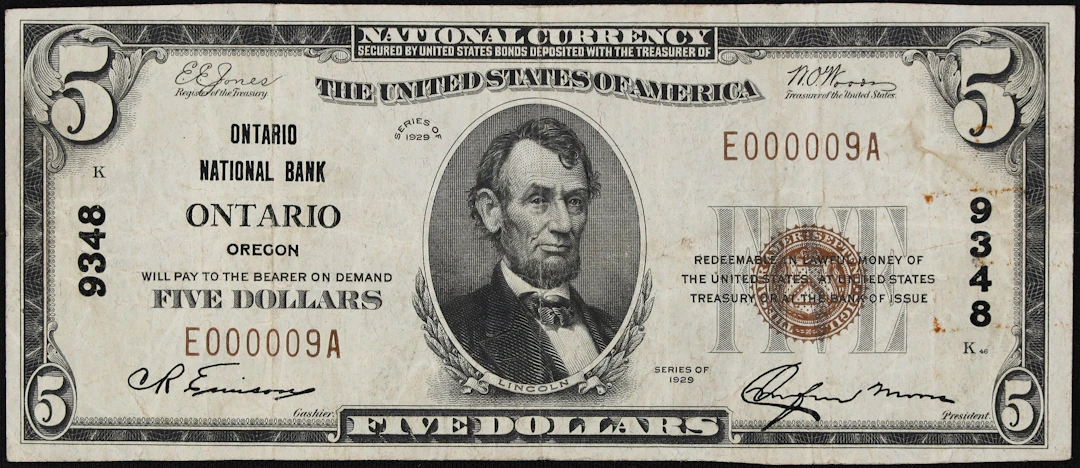Ontario, Oregon. $5 1929 Ty. 1. Fr. 1800-1. The Ontario NB. Charter