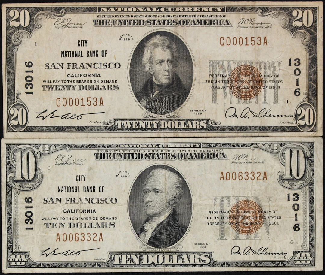 Lot of (2) San Francisco, California. $10 & $20 1929 Ty. 1. Fr. 1801-1