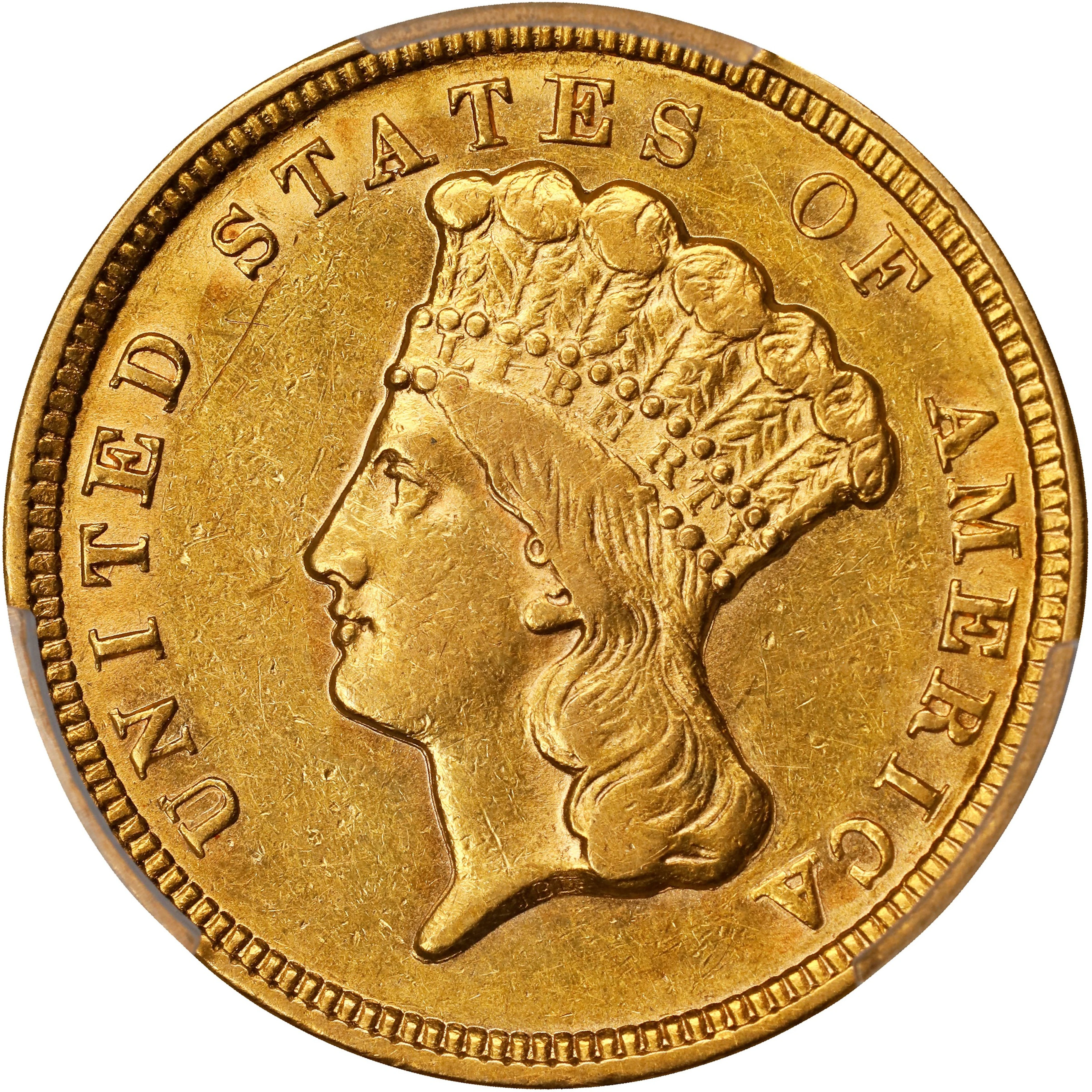 1854 Three-Dollar Gold Piece. AU Details--Cleaned (PCGS).