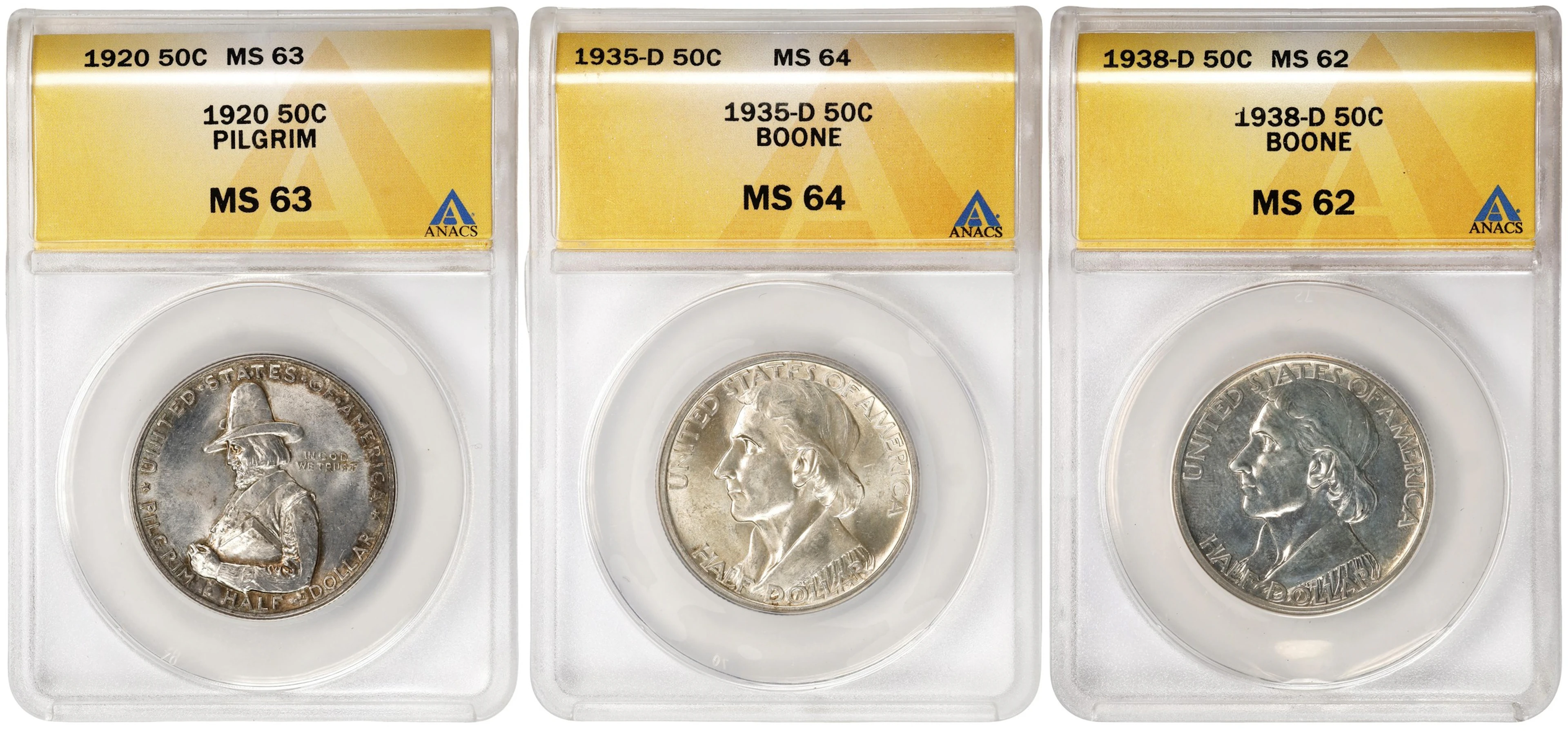Lot of (3) Classic Commemorative Half Dollars. (ANACS).
