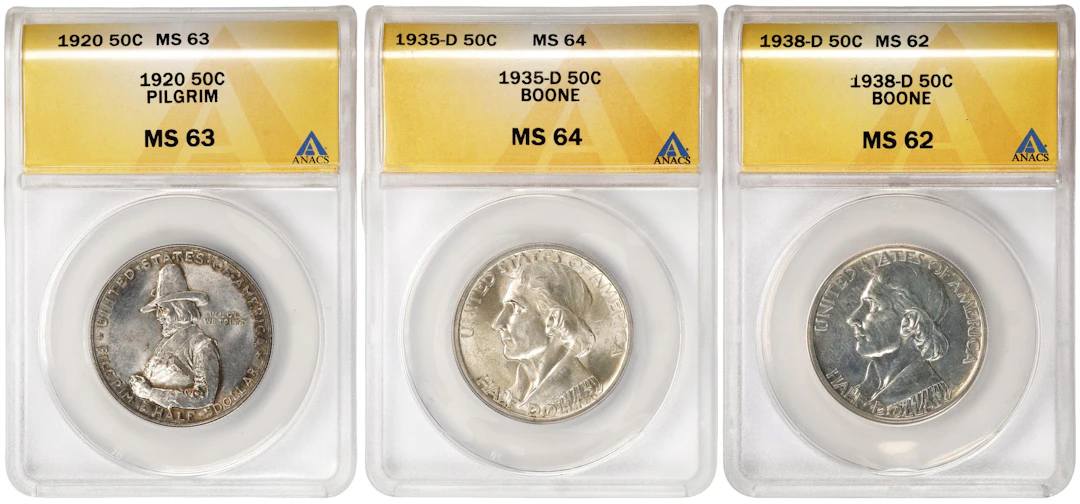Lot of (3) Classic Commemorative Half Dollars. (ANACS).