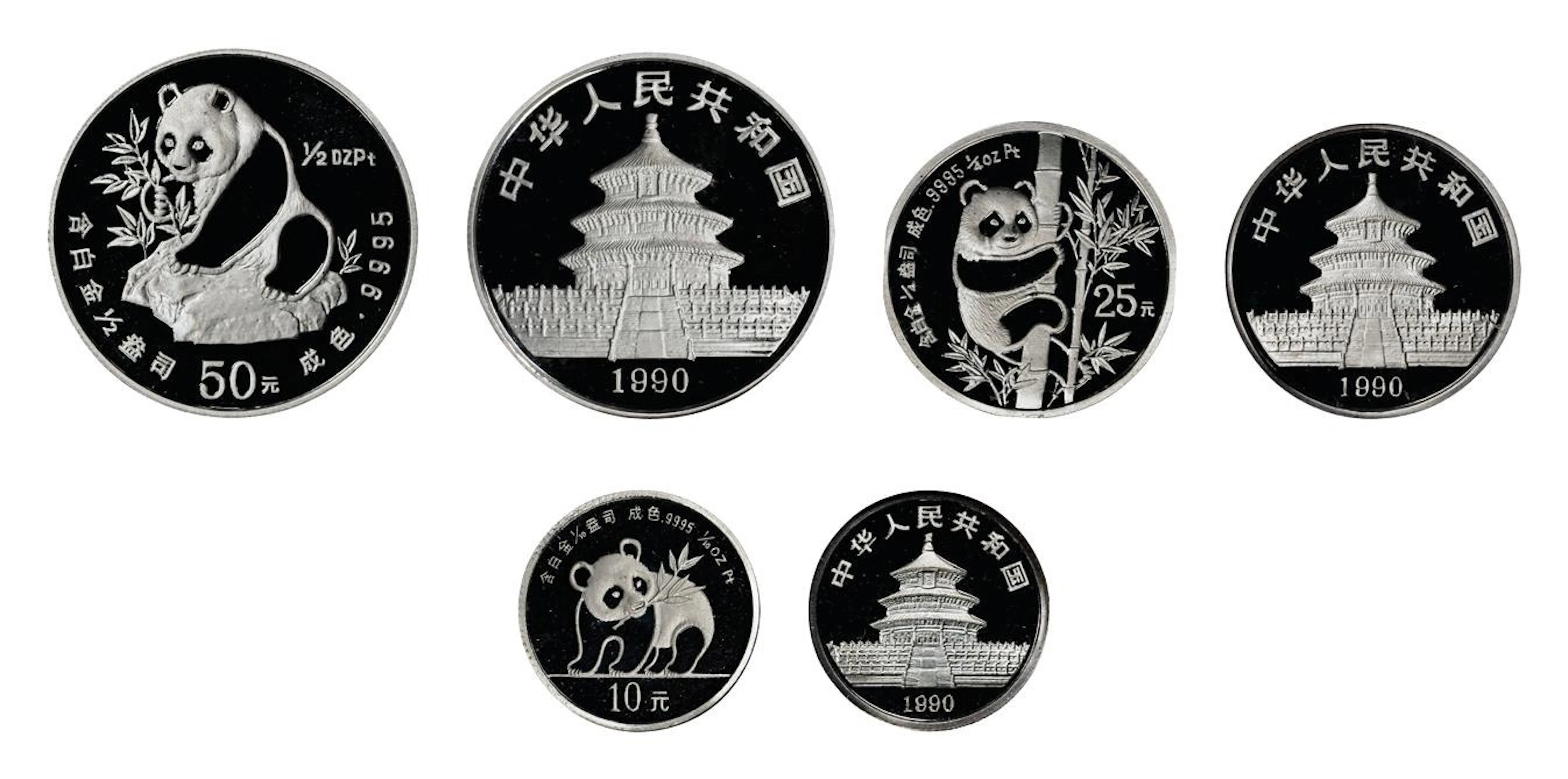 CHINA. Platinum Proof Set (3 Pieces), 1990. Shenyang Mint. Panda Series.
