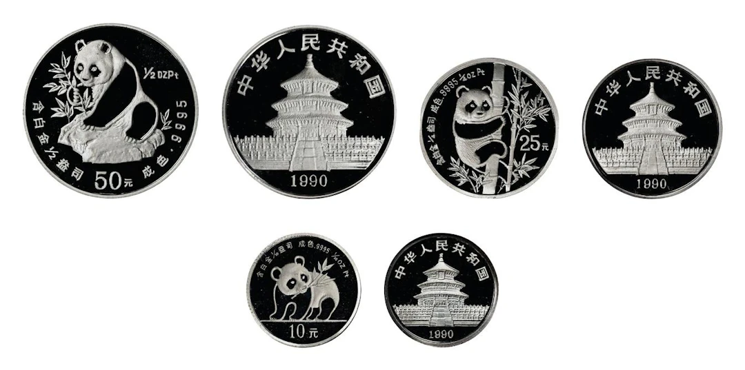 CHINA. Platinum Proof Set (3 Pieces), 1990. Shenyang Mint. Panda Series.
