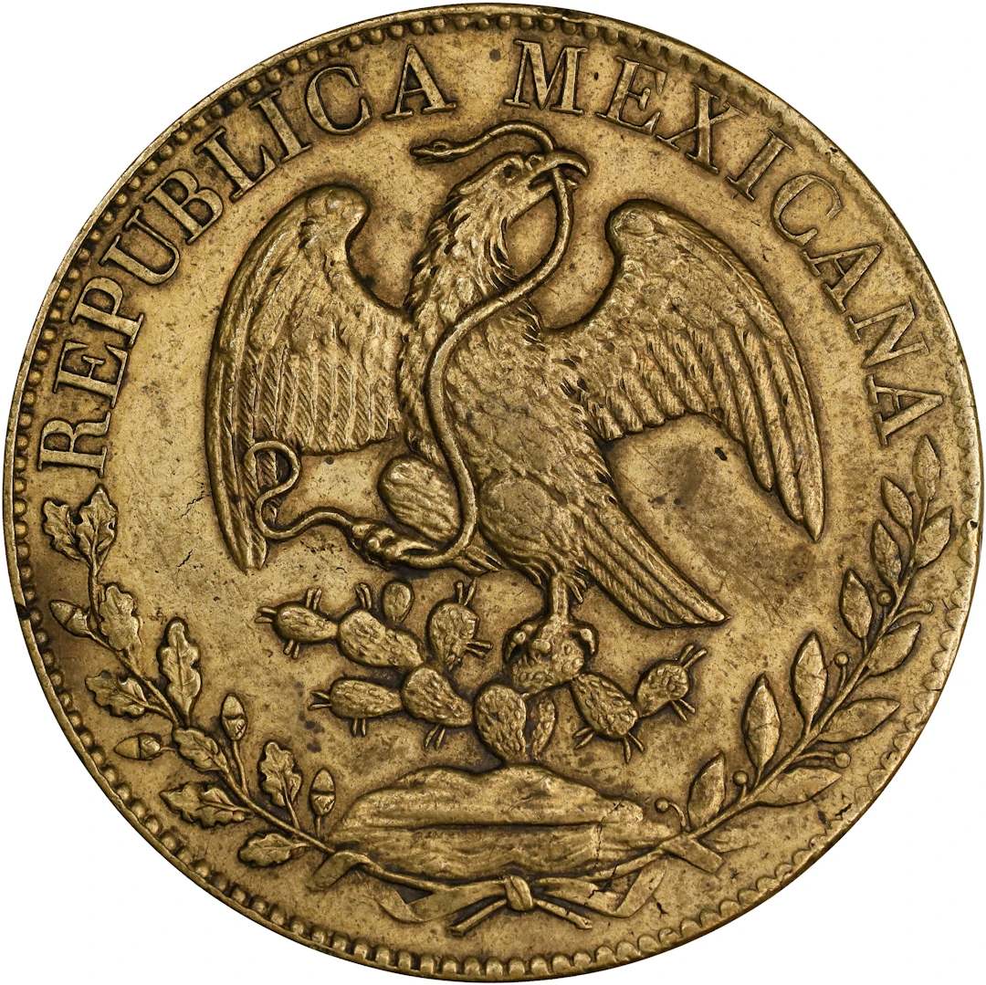 MEXICO. Brass 8 Reales Button, ND (ca. mid-19th Century). Paris Mint.