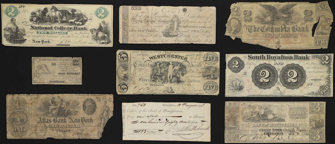 Lot of (8) New York, Pennsylvania, & Vermont Obsoletes. 1796 - 1860s