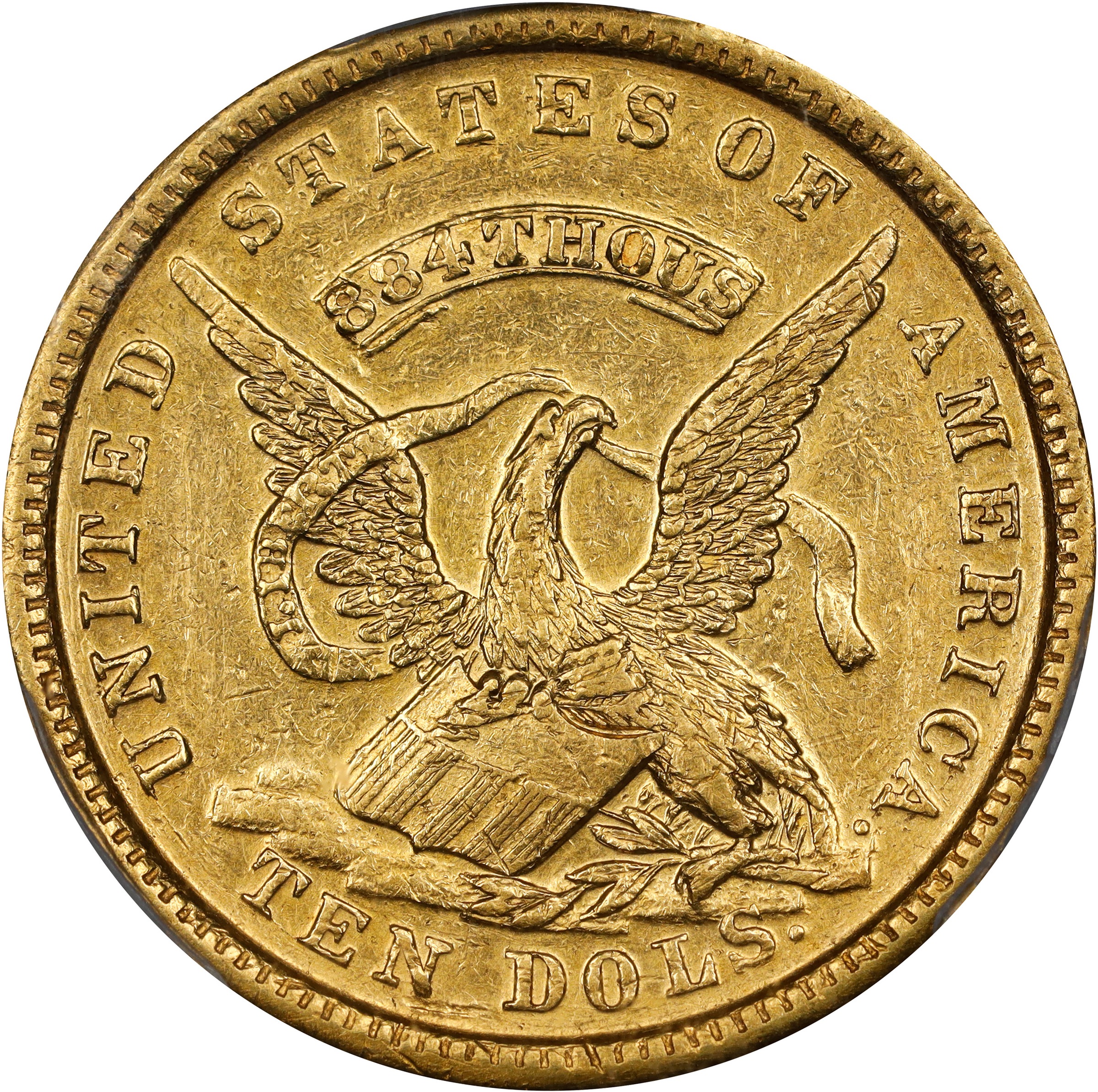 1852 United States Assay Office of Gold $10. K-12 OFFICE Right. Rarity-4.