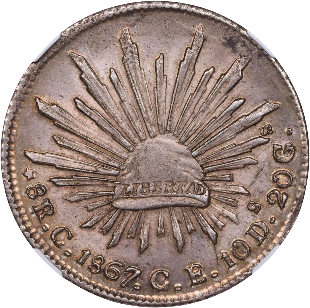 MEXICO. 8 Reales, 1867-C CE. Culiacan Mint. NGC MS-64.