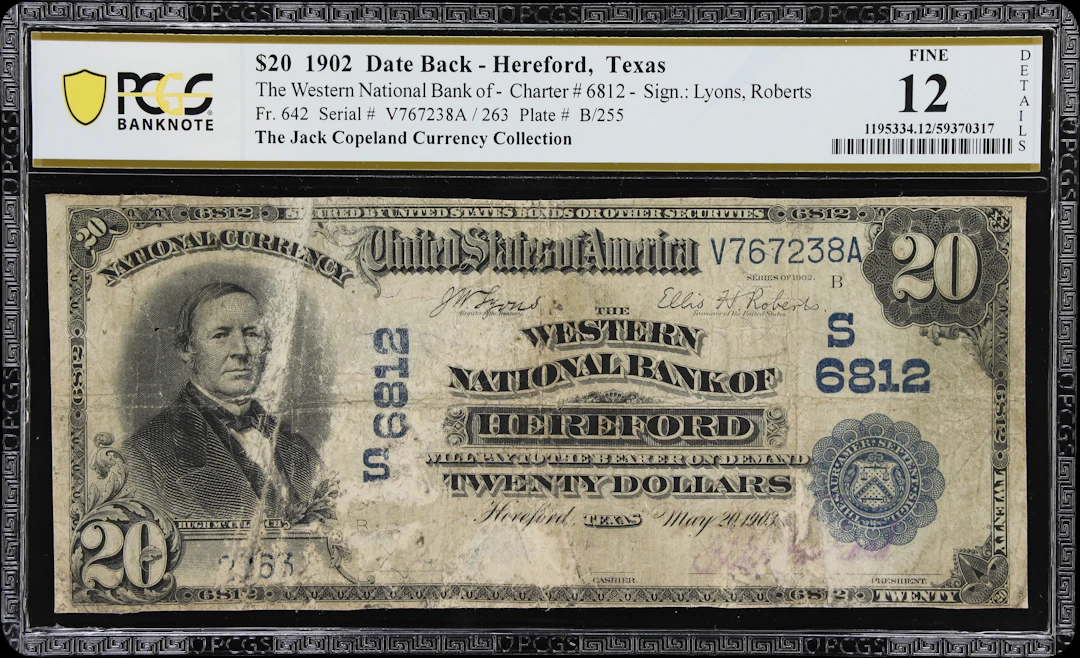Hereford, Texas. $20 1902 Date Back. Fr. 642. Western NB. Charter