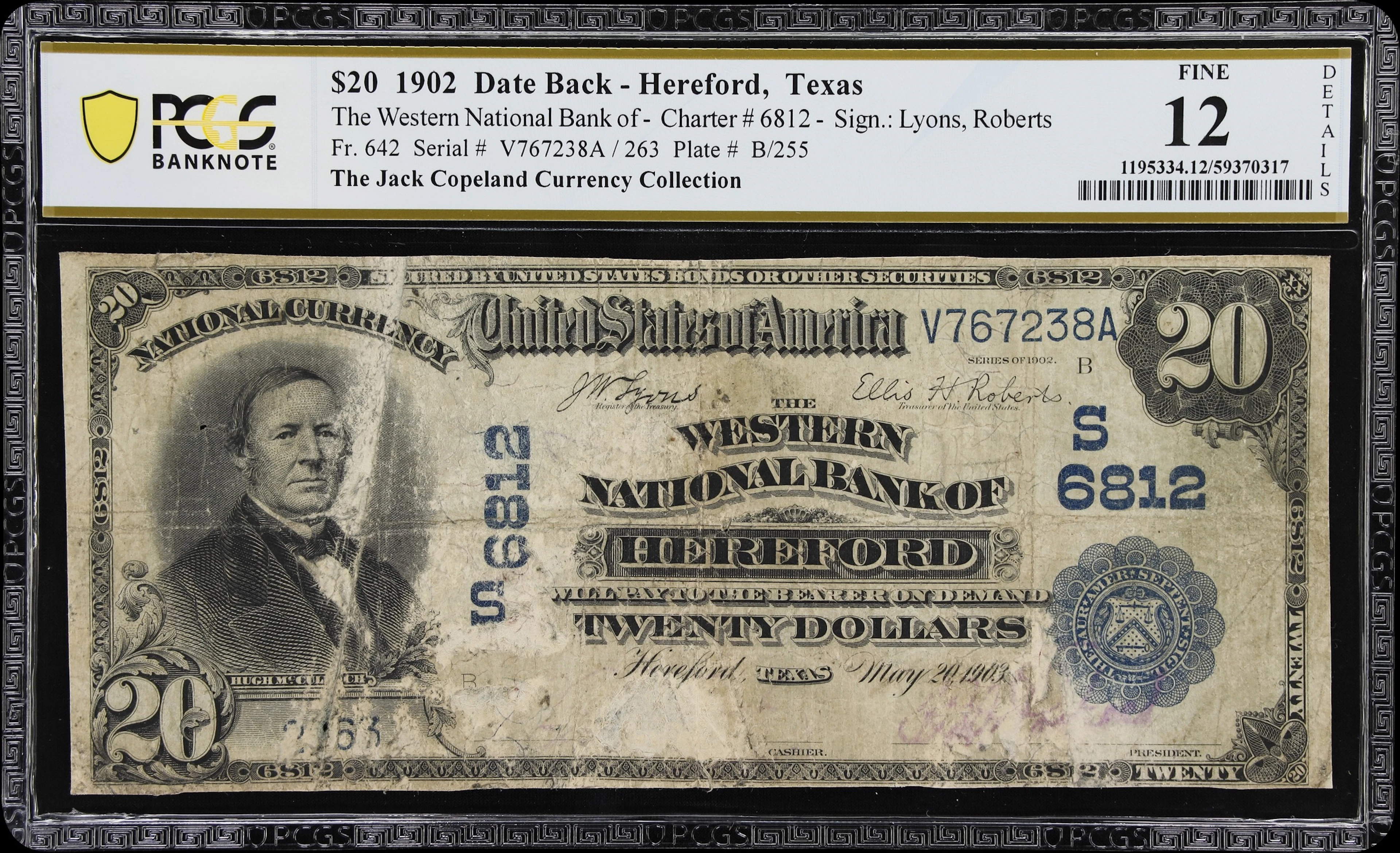 Hereford, Texas. $20 1902 Date Back. Fr. 642. Western NB. Charter