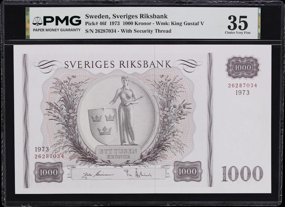 SWEDEN. Sveriges Riksbank. 1000 Kronor, 1973. P-46f. PMG Choice Very Fine 35.