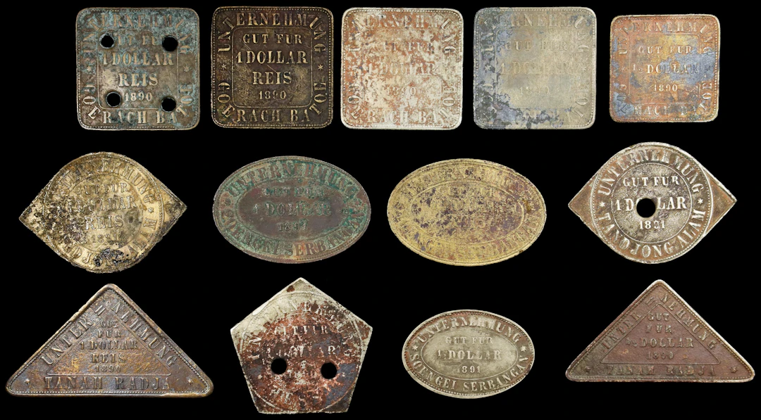 NETHERLANDS EAST INDIES. Group of Plantation Tokens (13 Pieces), 1890