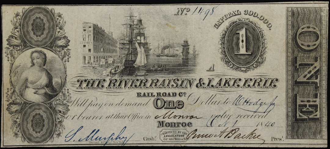 Monroe, Michigan. River Raisin & Lake Erie Rail Road Company. 1840