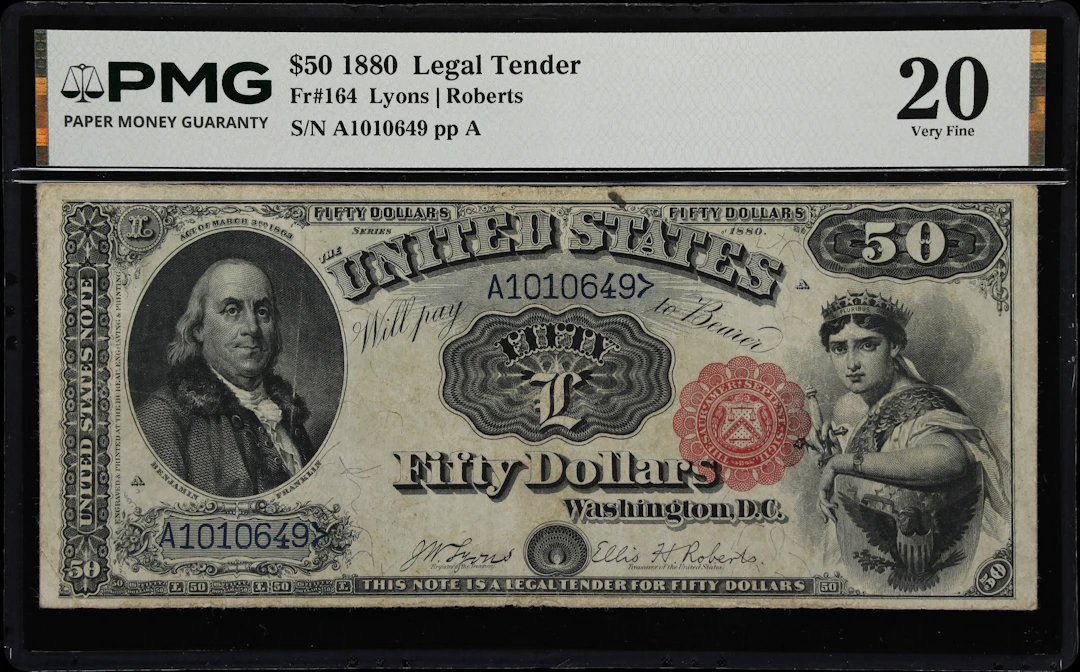 Fr. 164. 1880 $50 Legal Tender Note. PMG Very Fine 20.