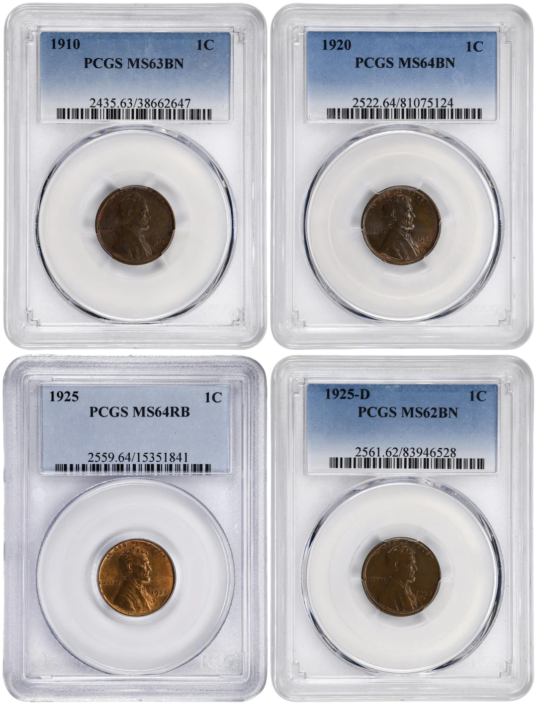 Lot of (4) Early 1900s Lincoln Cents. (PCGS).