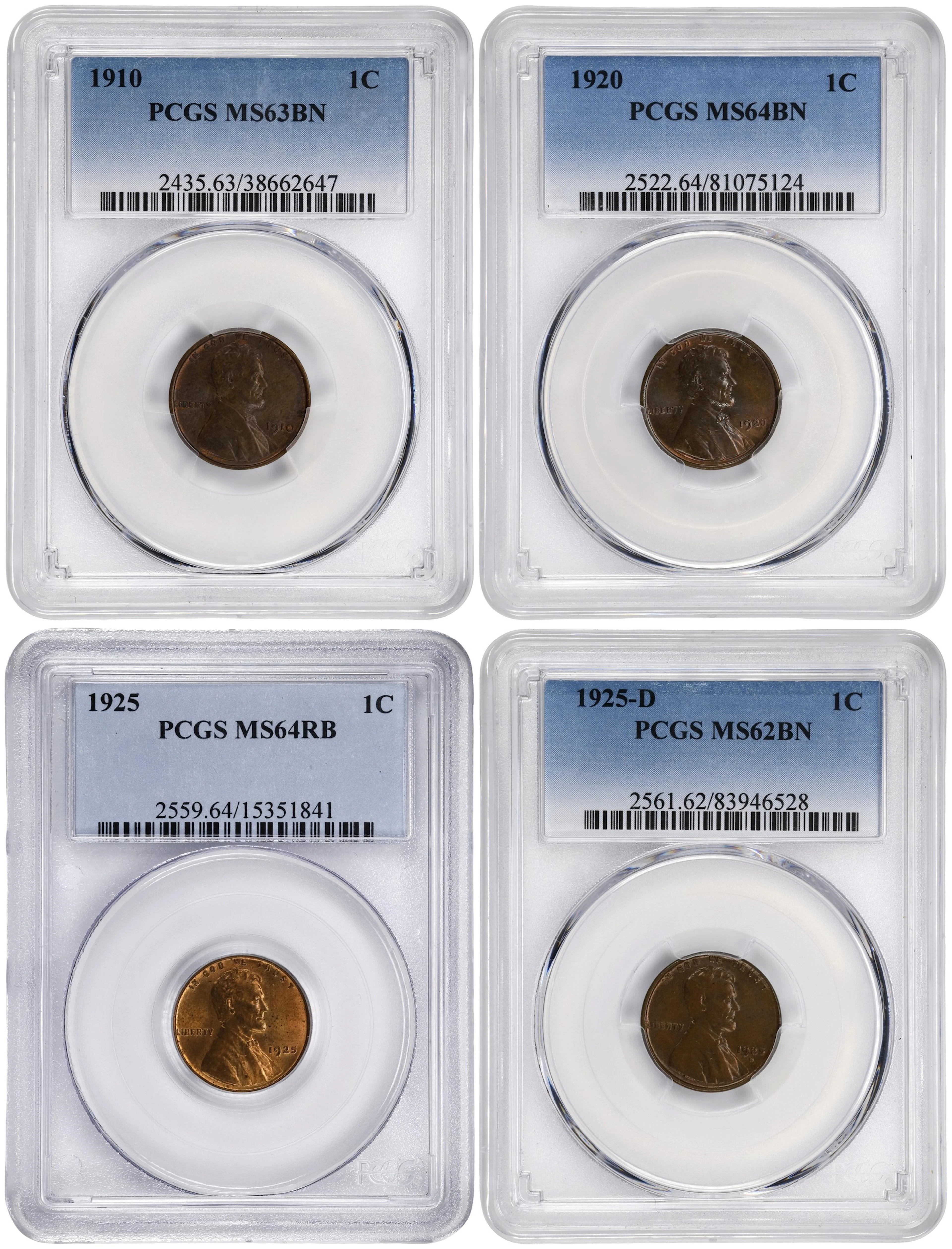 Lot of (4) Early 1900s Lincoln Cents. (PCGS).