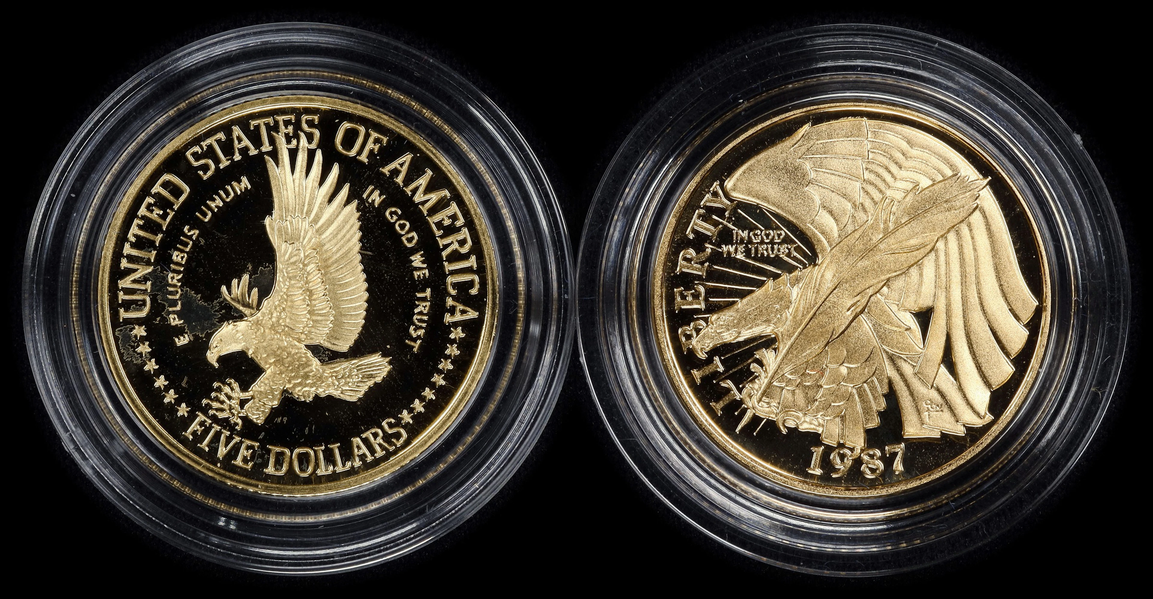 (0.484 oz, 15.054 g AGW). Lot of (2) Mixed Date U.S. Commemorative Gold $5.
