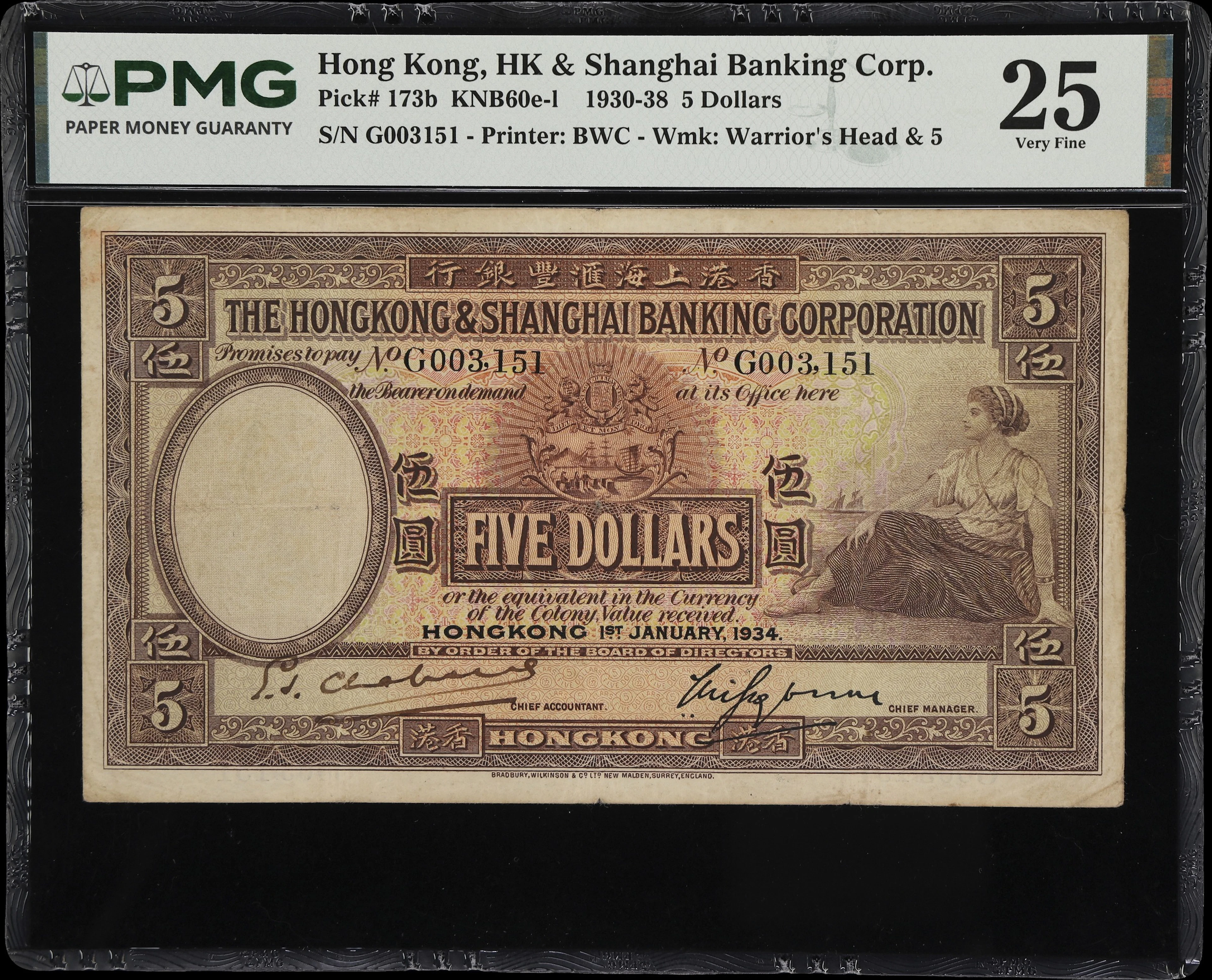 HONG KONG (SAR). Hong Kong & Shanghai Banking Corporation. 5 Dollars
