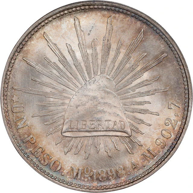 MEXICO. Peso Restrike, "1898-Mo AM" (1949). San Francisco Mint. PCGS MS-65.