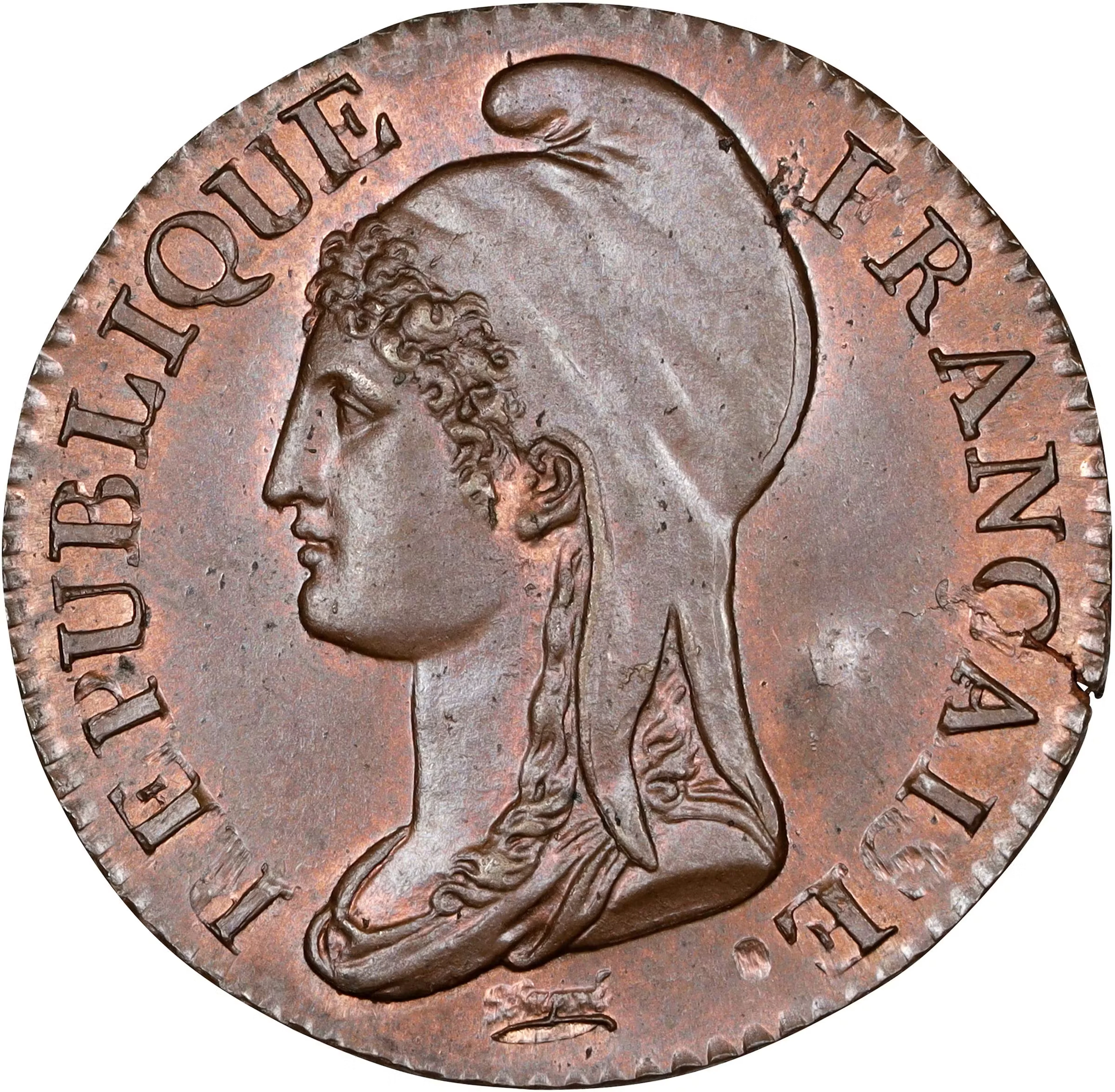 FRANCE. Directory. Copper 5 Centimes, Year 4-T (1795/6). Nantes Mint.