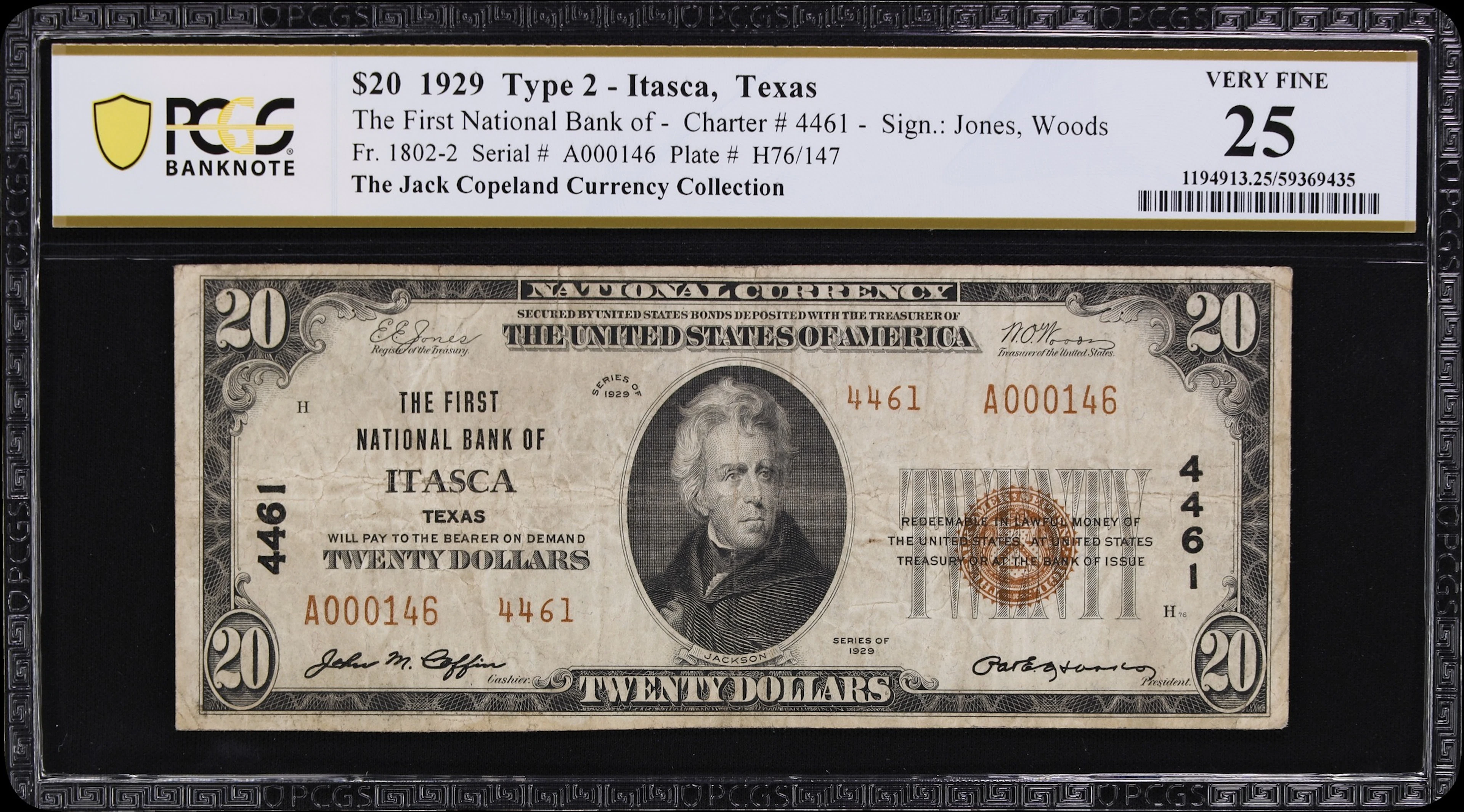 Itasca, Texas. $20 1929 Ty. 2. Fr. 1802-2. First NB. Charter #4461.