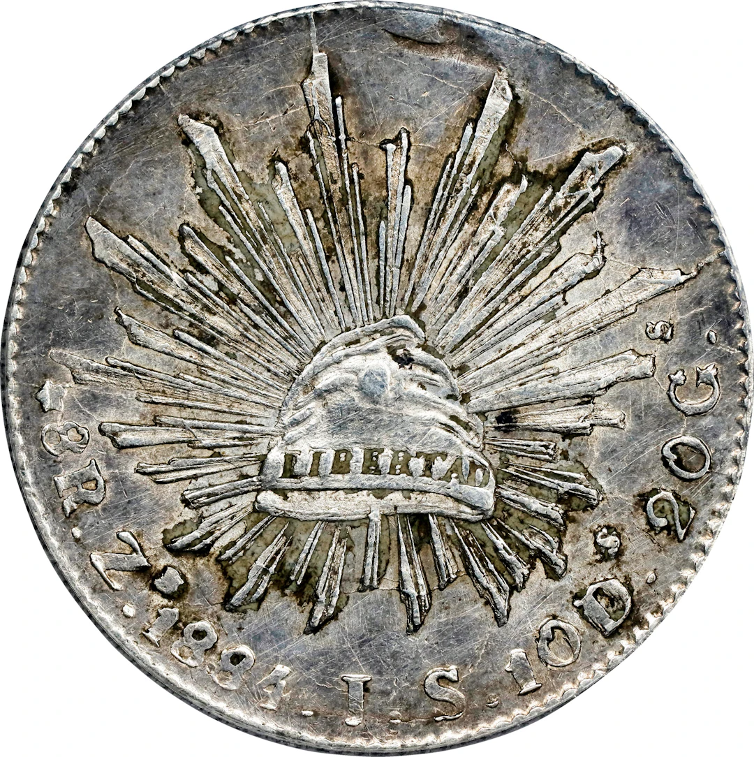MEXICO. 8 Reales, 1884-Zs JS. Zacatecas Mint. PCGS Genuine--Cleaned