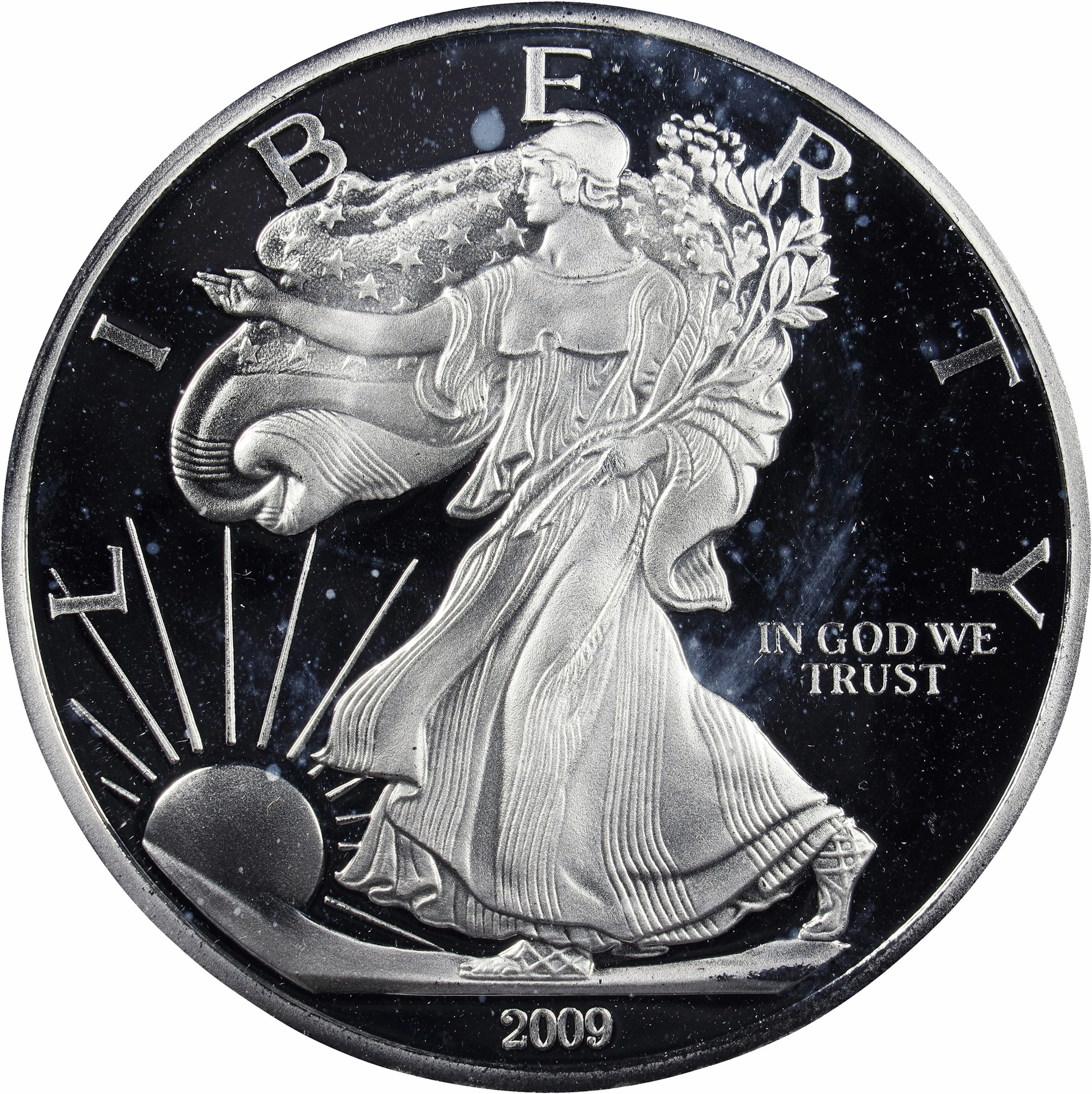 (6 oz, 186.624 g ASW). 2009 Oversized American Silver Eagle Design