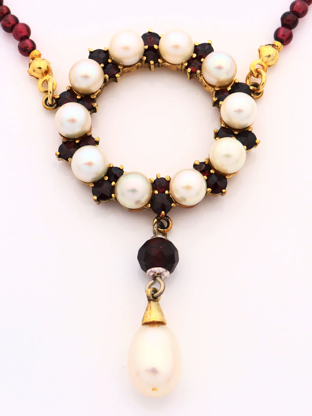 Granat/Zuchtperlen - Collier