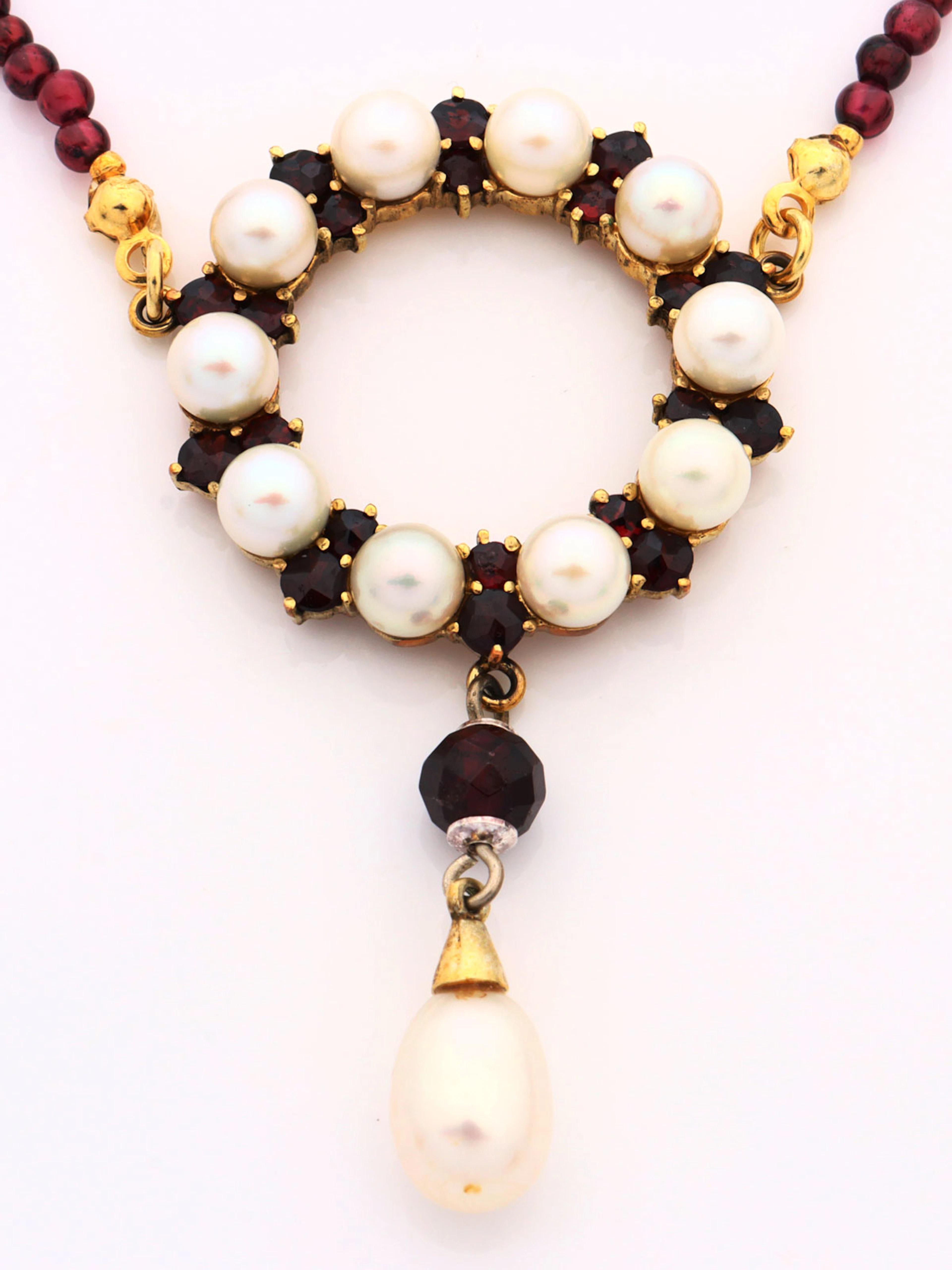 Granat/Zuchtperlen - Collier