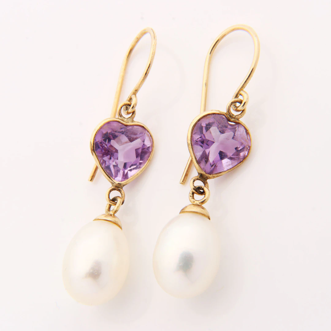 Zuchtperlen/Amethyst - Ohrringe