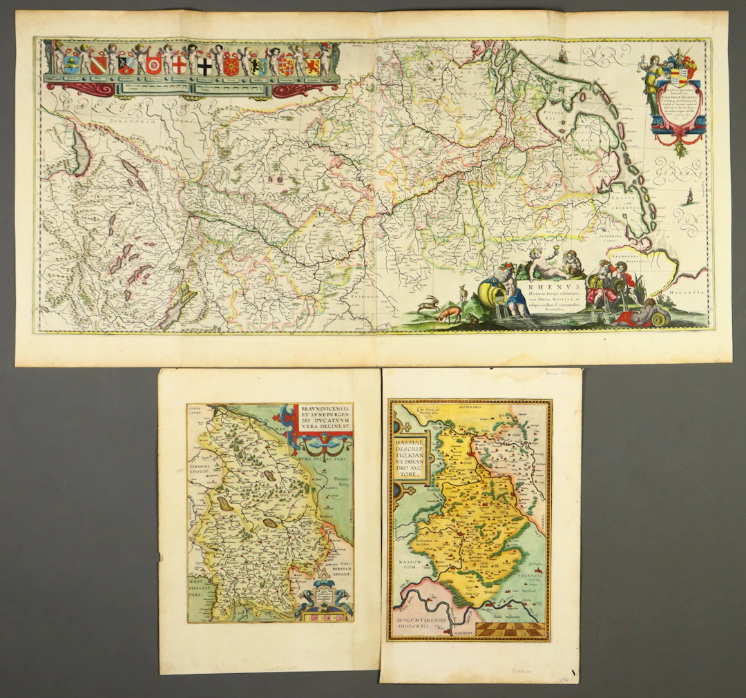 Kupferstichkarten - Schleswig-Holstein/Hessen, Braunschweig/Lüneburg und Rhein