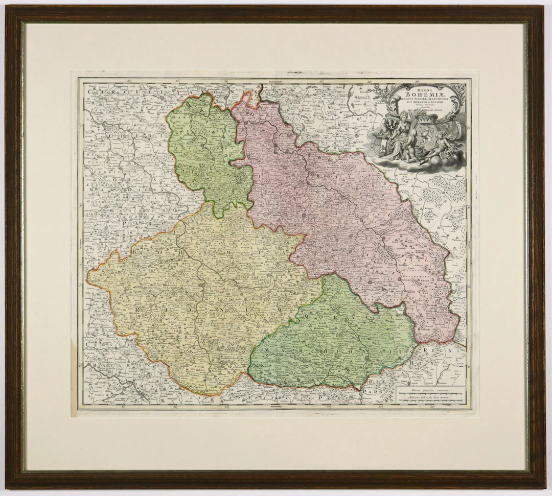 Kupferstichkarte - Schlesien, Böhmen u. Mähren