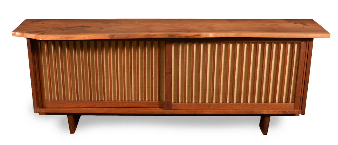 George Nakashima American black walnut double sliding door cabinet