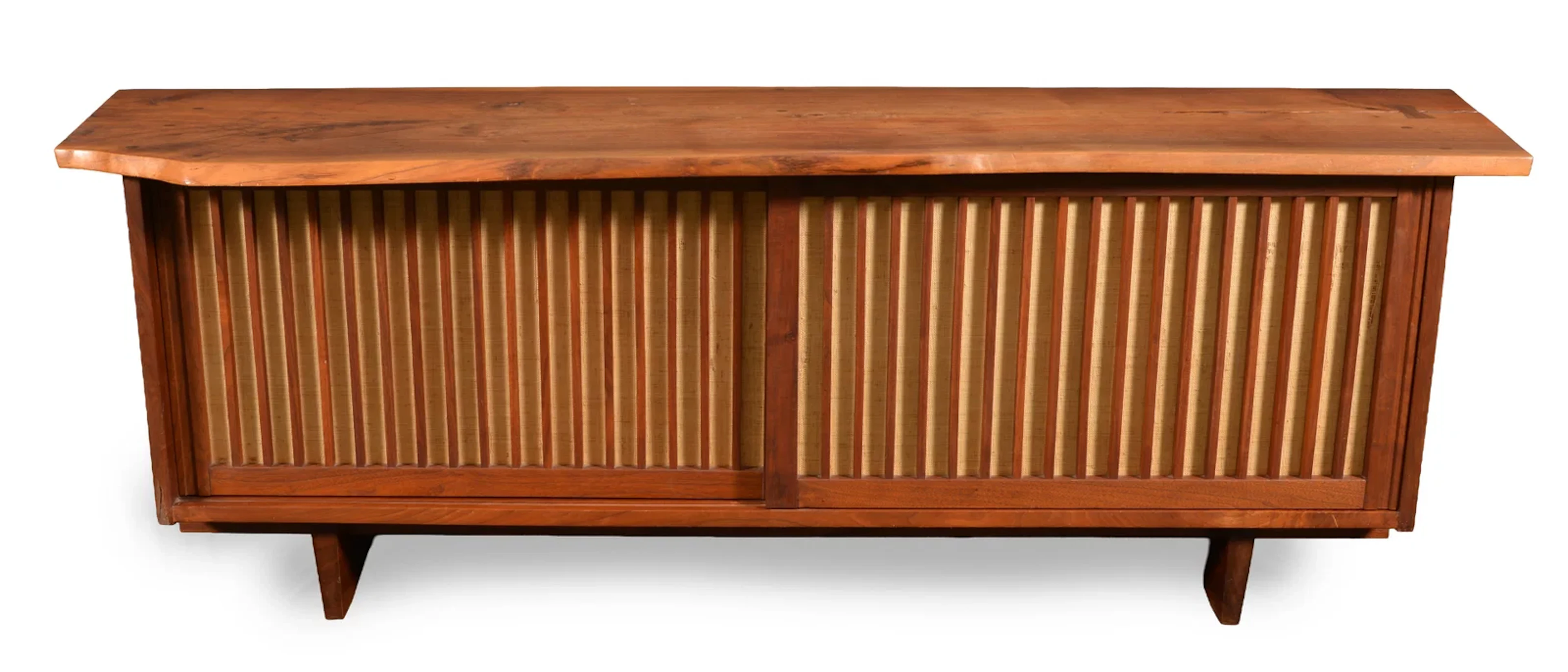 George Nakashima American black walnut double sliding door cabinet