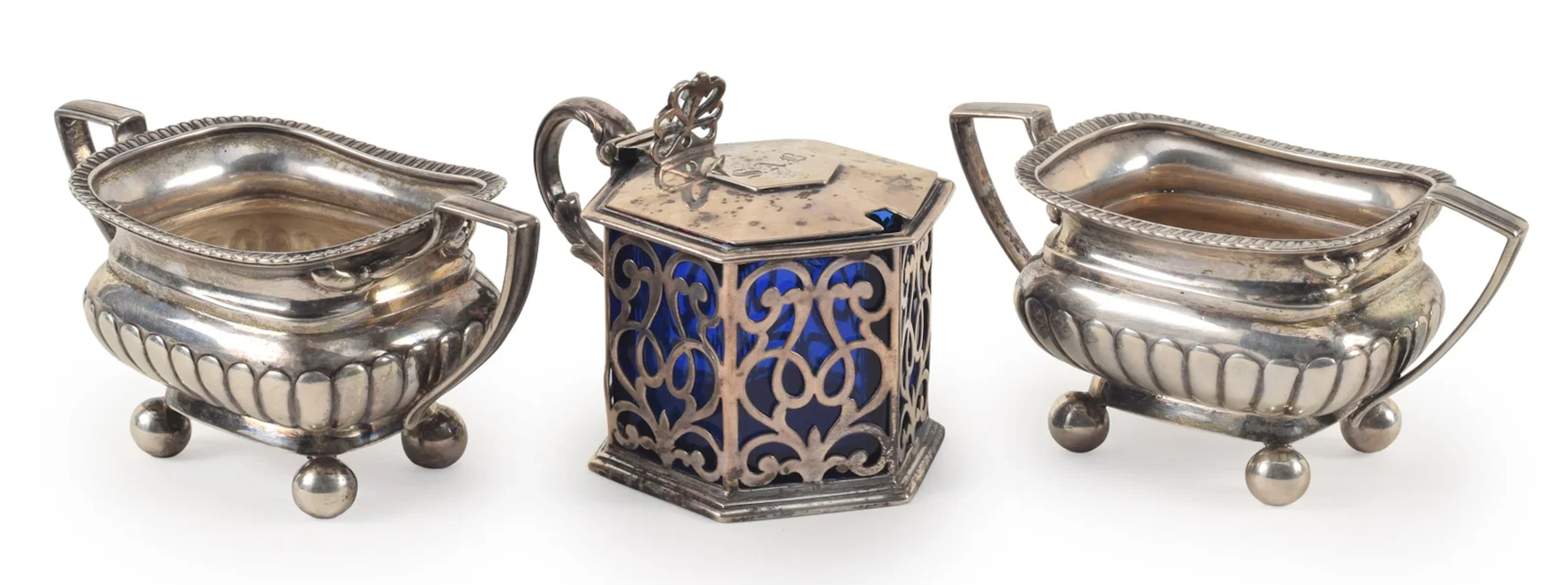 3 English Sterling silver table items, to include a pair of Georgian