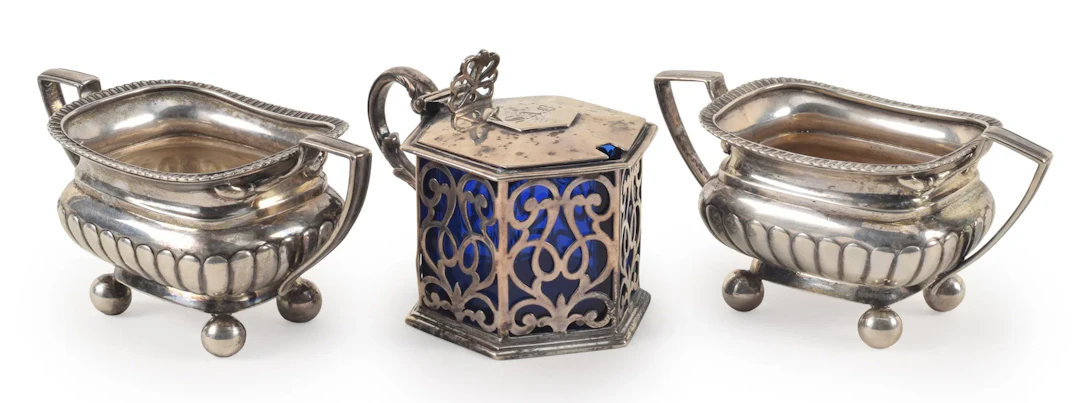 3 English Sterling silver table items, to include a pair of Georgian
