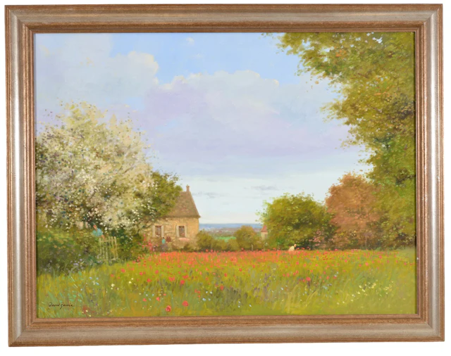 David Garcia. French born 1936. "Le Maison Fleurie" Rural landscape