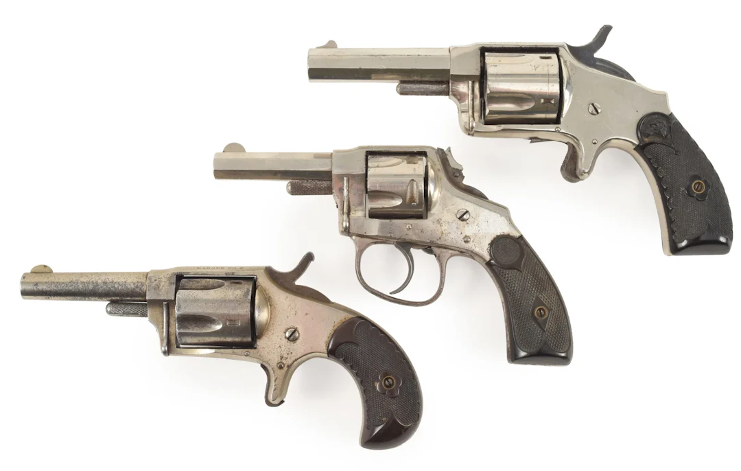 Lot of 3 19th century Hopkins & Allen revolvers. 1) XL No. 5, .38