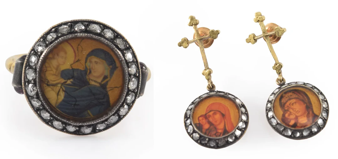 Sevan Bicakci "Virgin Mary" custom gold, silver and diamond ring and