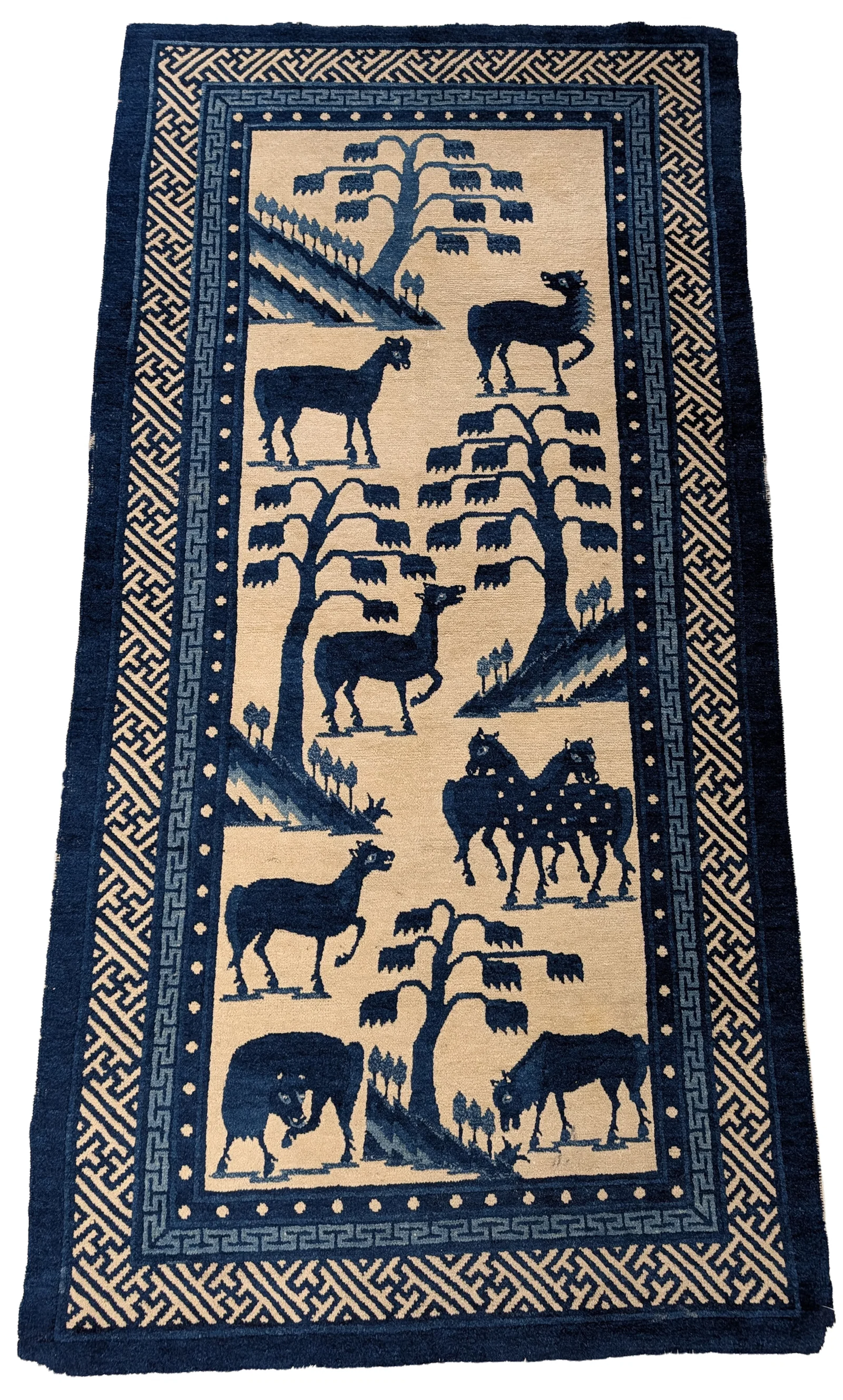 Chinese Eight Horses rug, ca. 1900. 6 ft. x 3 ft.