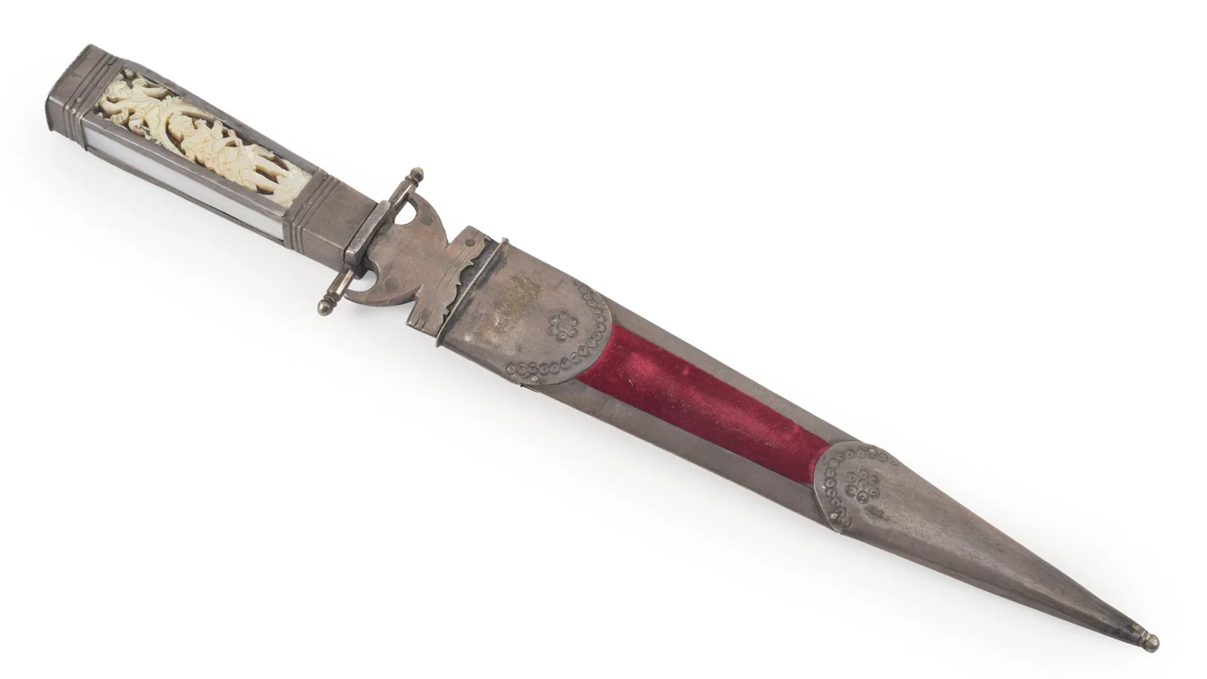 Spanish Romantic silver-mounted dagger, first half 19th Century. Featuring
