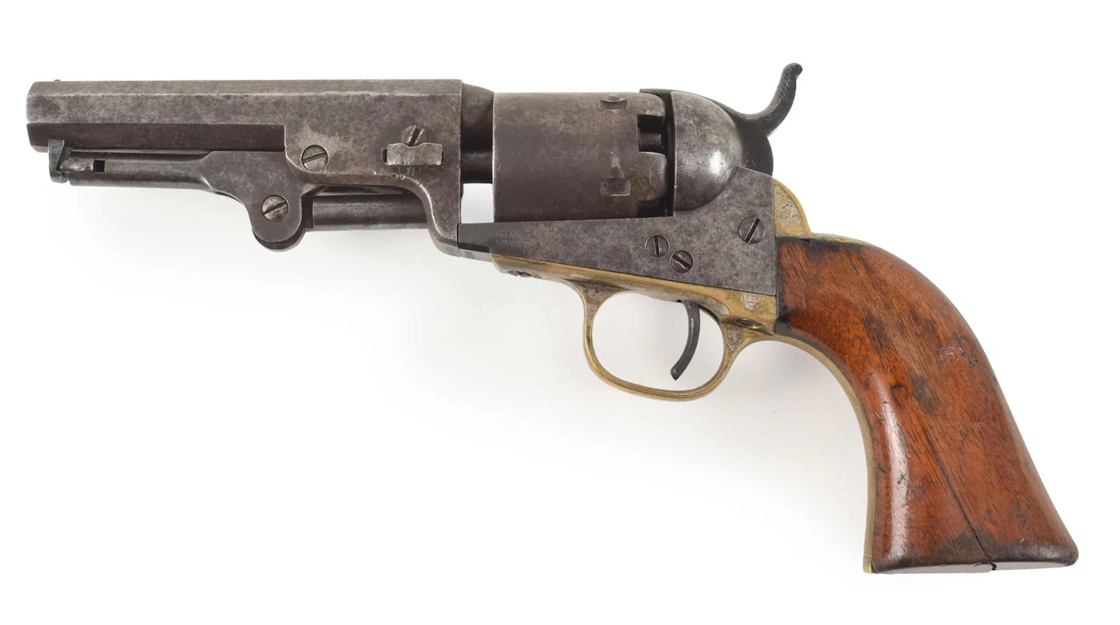 Colt model 1849 pocket revolver, manufactured in 1856. .31 caliber.