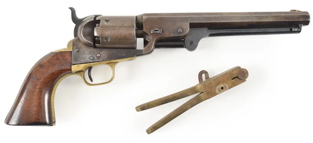 Colt Model 1851 Navy revolver. Serial number 47035. Marked "Address