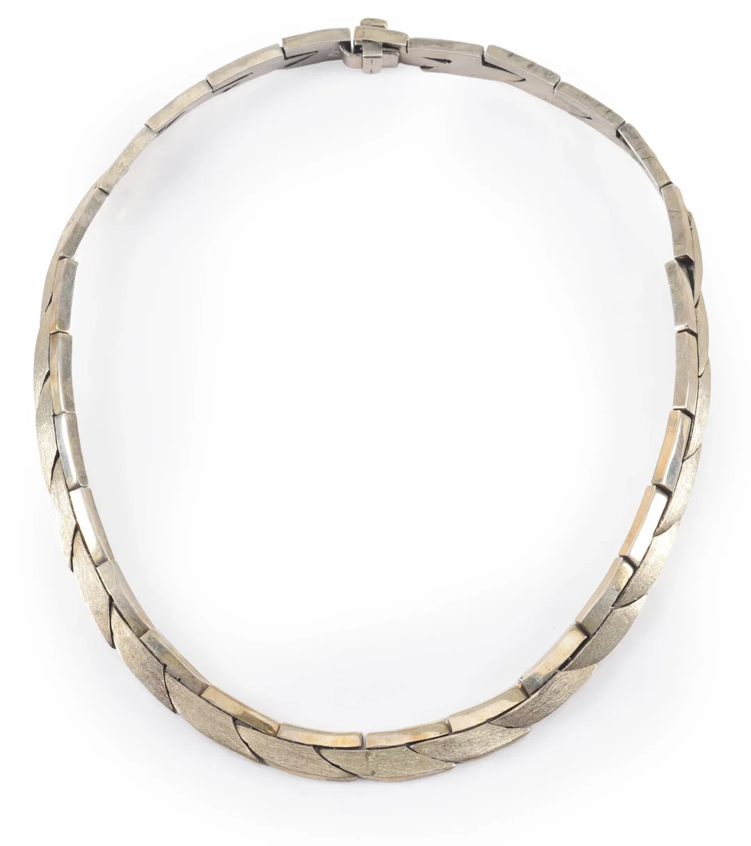 Mexican sterling silver heavy link necklace. Brushed and polished