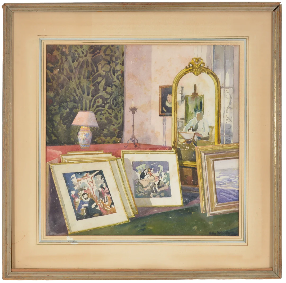 William Starkweather. American. 1930. Studio interior with self portrait.