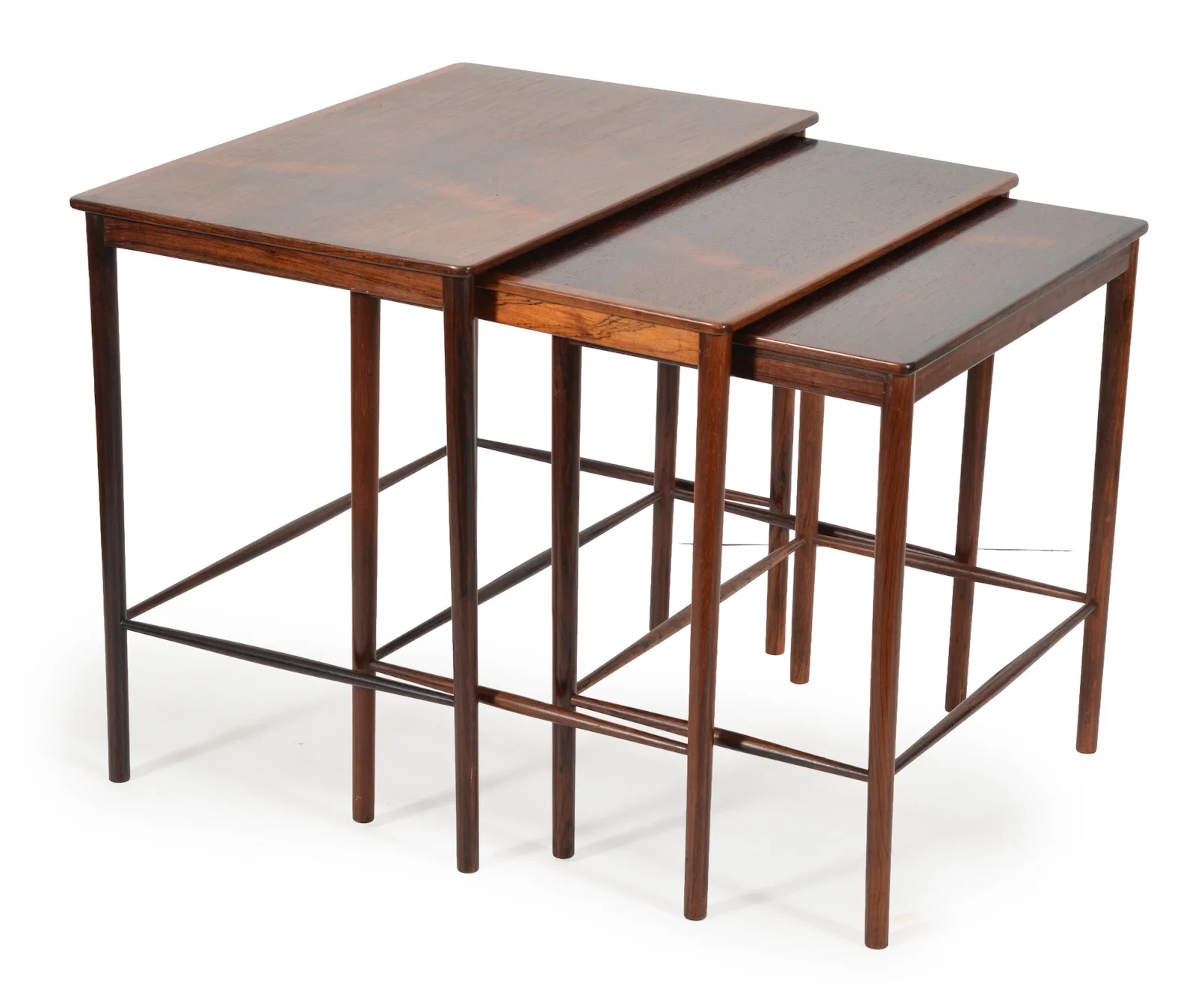 Set of 3 Grete Jalk for Poul Jeppesen fine rosewood nesting tables